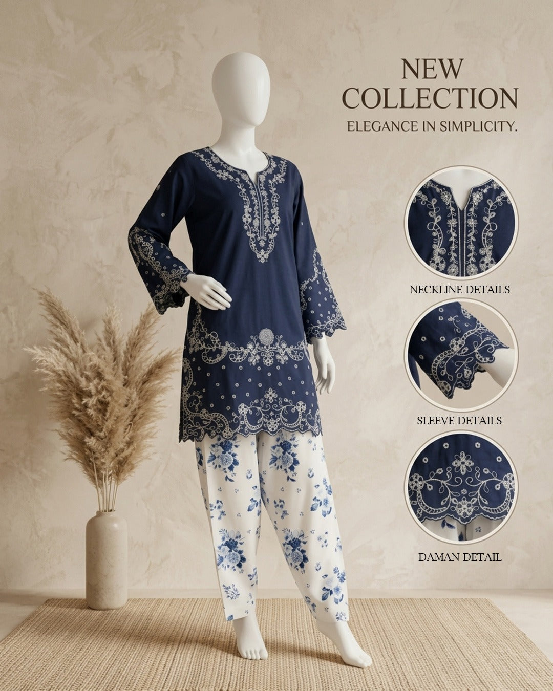Navy Blue Floral
