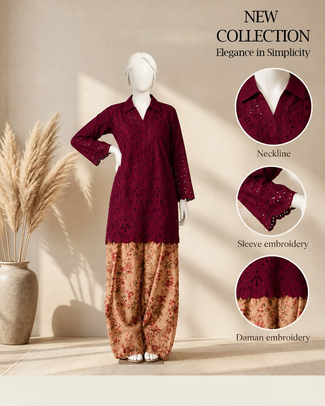 Maroon Schiffli